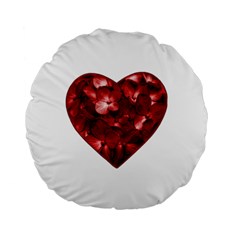 Floral Heart Shape Ornament Standard 15  Premium Flano Round Cushions by dflcprints