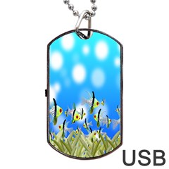 Pisces Underwater World Fairy Tale Dog Tag Usb Flash (one Side) by Nexatart