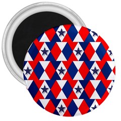 Patriotic Red White Blue 3d Stars 3  Magnets by Nexatart