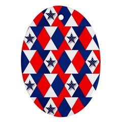 Patriotic Red White Blue 3d Stars Ornament (oval)