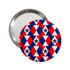 Patriotic Red White Blue 3d Stars 2 25  Handbag Mirrors by Nexatart