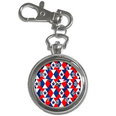 Patriotic Red White Blue 3d Stars Key Chain Watches by Nexatart