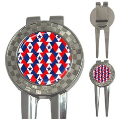 Patriotic Red White Blue 3d Stars 3-in-1 Golf Divots by Nexatart