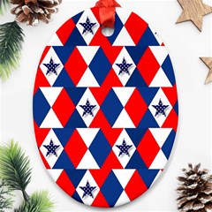 Patriotic Red White Blue 3d Stars Oval Ornament (two Sides)