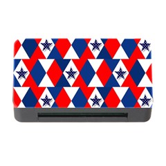 Patriotic Red White Blue 3d Stars Memory Card Reader With Cf by Nexatart