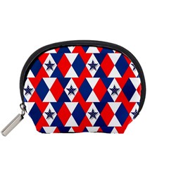 Patriotic Red White Blue 3d Stars Accessory Pouches (small)  by Nexatart