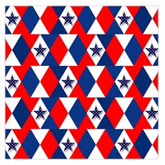 Patriotic Red White Blue 3d Stars Large Satin Scarf (square) by Nexatart