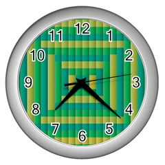 Pattern Grid Squares Texture Wall Clocks (silver)  by Nexatart