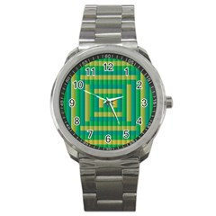 Pattern Grid Squares Texture Sport Metal Watch