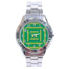 Pattern Grid Squares Texture Stainless Steel Analogue Watch by Nexatart