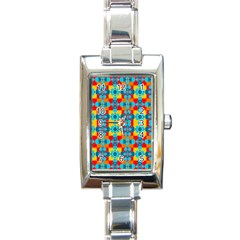 Pop Art Abstract Design Pattern Rectangle Italian Charm Watch