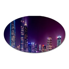 Raised Building Frame Oval Magnet by Nexatart