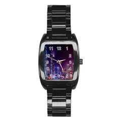 Raised Building Frame Stainless Steel Barrel Watch by Nexatart