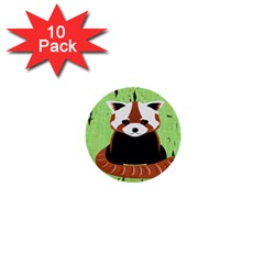 Red Panda Bamboo Firefox Animal 1  Mini Buttons (10 Pack)  by Nexatart