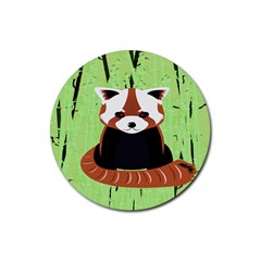 Red Panda Bamboo Firefox Animal Rubber Round Coaster (4 Pack)  by Nexatart