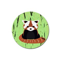 Red Panda Bamboo Firefox Animal Magnet 3  (round) by Nexatart