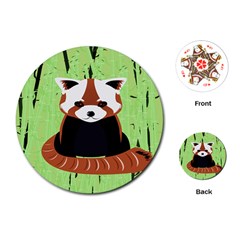 Red Panda Bamboo Firefox Animal Playing Cards (round) 