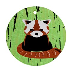 Red Panda Bamboo Firefox Animal Round Ornament (two Sides) by Nexatart