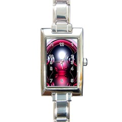 Red 3d  Computer Work Rectangle Italian Charm Watch