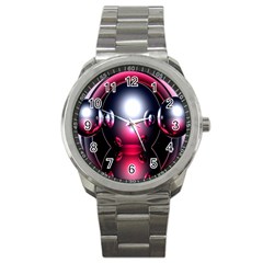 Red 3d  Computer Work Sport Metal Watch