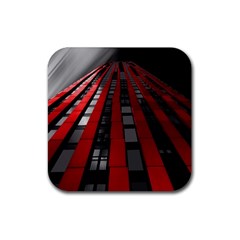 Red Building City Rubber Coaster (square)  by Nexatart