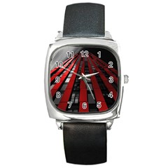 Red Building City Square Metal Watch by Nexatart