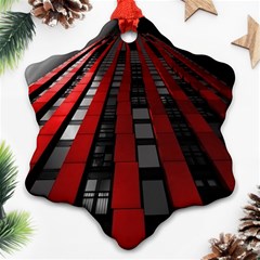 Red Building City Snowflake Ornament (two Sides)