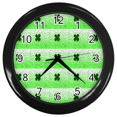 Shamrock Pattern Background Wall Clocks (Black)