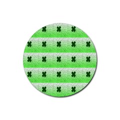 Shamrock Pattern Background Rubber Coaster (Round) 