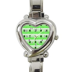 Shamrock Pattern Background Heart Italian Charm Watch