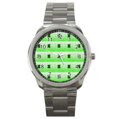 Shamrock Pattern Background Sport Metal Watch