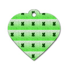 Shamrock Pattern Background Dog Tag Heart (One Side)