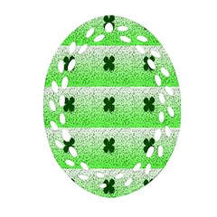 Shamrock Pattern Background Oval Filigree Ornament (Two Sides)