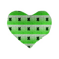 Shamrock Pattern Background Standard 16  Premium Heart Shape Cushions