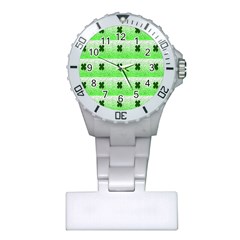 Shamrock Pattern Background Plastic Nurses Watch