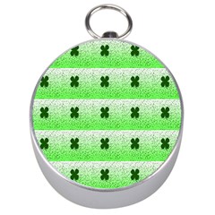 Shamrock Pattern Background Silver Compasses