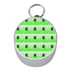 Shamrock Pattern Background Mini Silver Compasses