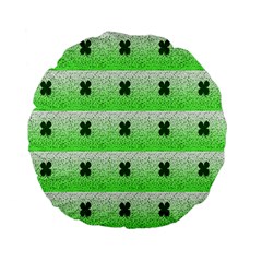 Shamrock Pattern Background Standard 15  Premium Flano Round Cushions