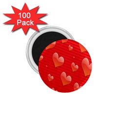 Red Hearts 1 75  Magnets (100 Pack)  by Nexatart