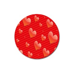 Red Hearts Magnet 3  (round)