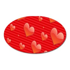 Red Hearts Oval Magnet by Nexatart