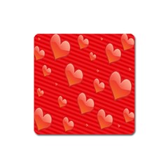 Red Hearts Square Magnet