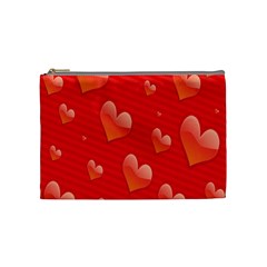 Red Hearts Cosmetic Bag (medium)  by Nexatart