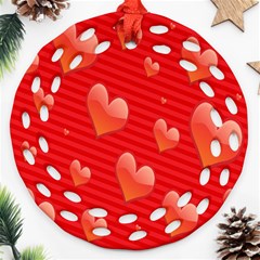 Red Hearts Round Filigree Ornament (two Sides)