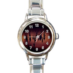 Silhouette Of Circus People Round Italian Charm Watch