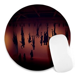 Silhouette Of Circus People Round Mousepads by Nexatart