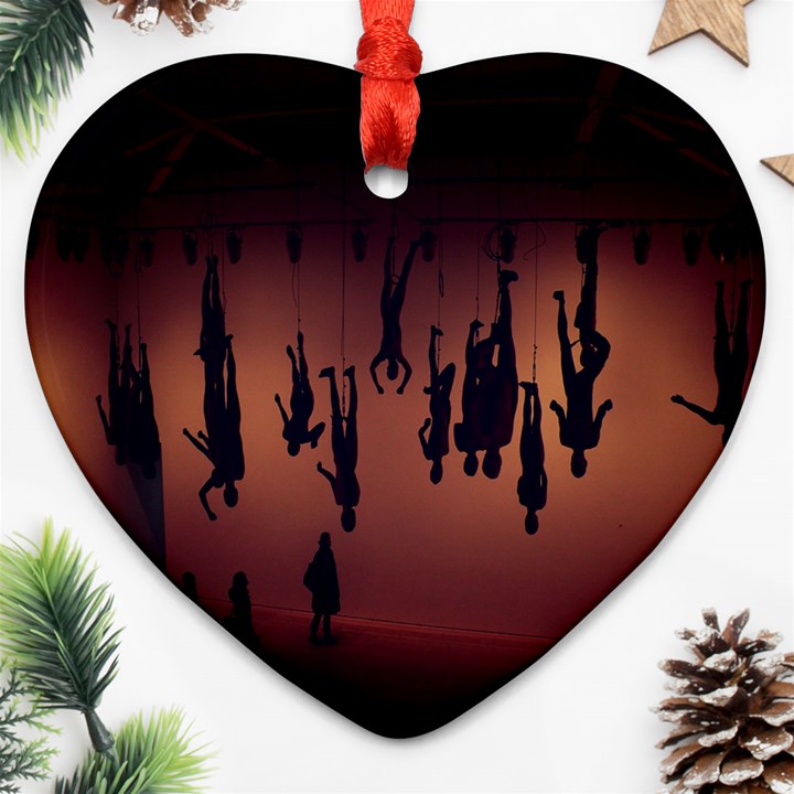 Silhouette Of Circus People Ornament (Heart)