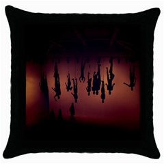 Silhouette Of Circus People Throw Pillow Case (black) by Nexatart