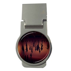 Silhouette Of Circus People Money Clips (round)  by Nexatart