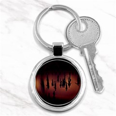 Silhouette Of Circus People Key Chains (round)  by Nexatart